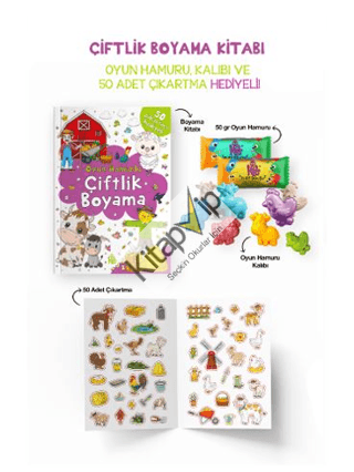 Çiftlik Boyama Kitabı - Oyun Hamuru, Oyuncak ve Çıkartma Hediyeli