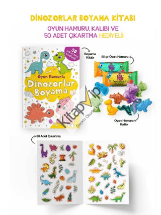 Dinozorlar Boyama Kitabı - Oyun Hamuru, Oyuncak ve Çıkartma Hediyeli