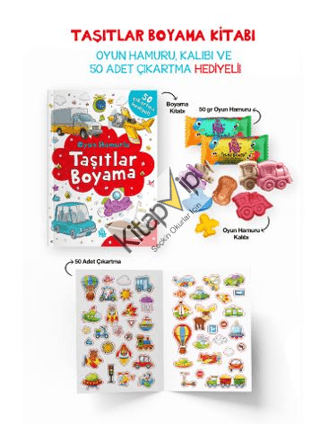 Taşıtlar Boyama Kitabı - Oyun Hamuru, Oyuncak ve Çıkartma Hediyeli
