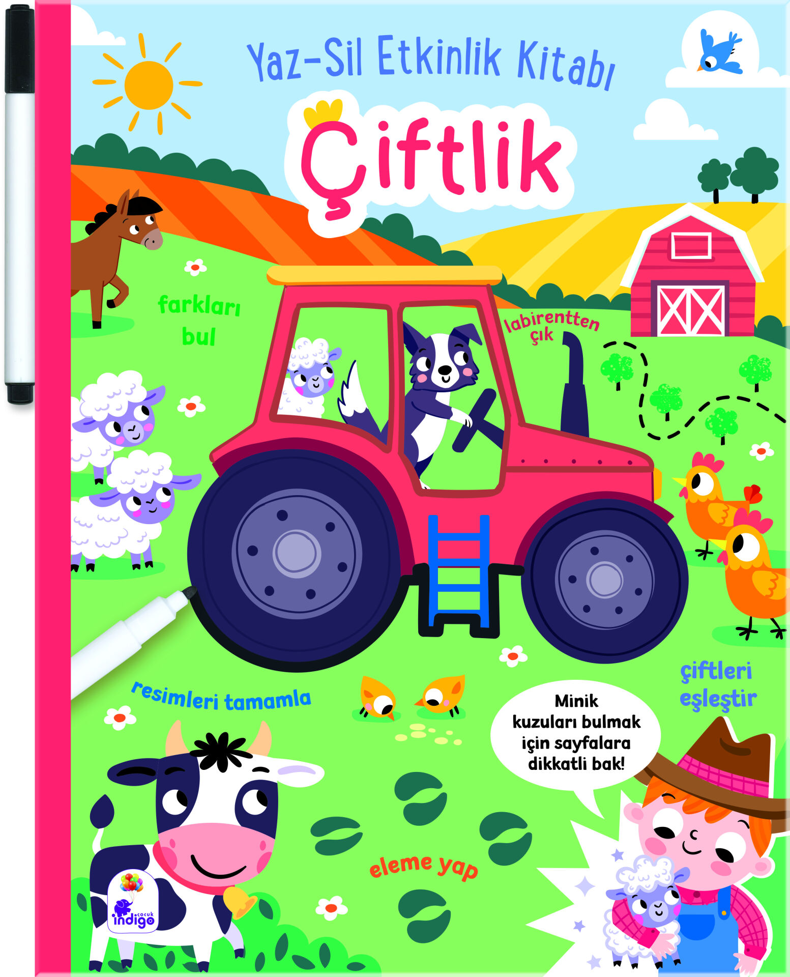 Yaz-Sil Etkinlik Kitabı – Çiftlik (Kalemli)